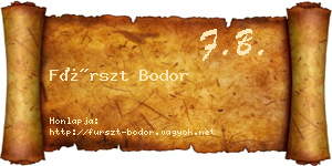 Fürszt Bodor névjegykártya
